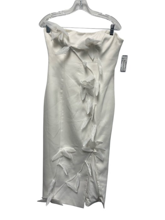 Elliatt Size Medium White Polyester Strapless Floral Embellishments Midi Dress White / Medium