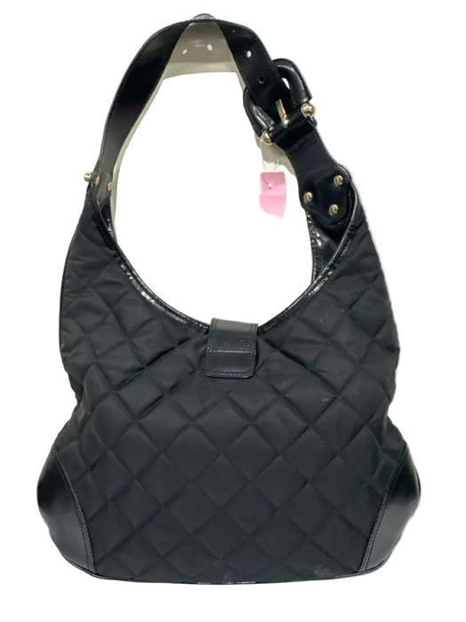 Burberry Black Canvas Quilted Leather Trim Gold Hardware Hobo Bag
