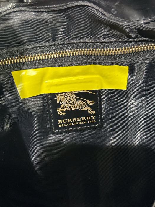 Burberry Black Canvas Quilted Leather Trim Gold Hardware Hobo Bag