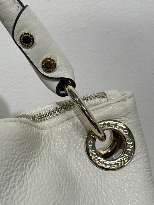 Aimee Kestenberg Cream Leather Stitch Detail Zipper Detail Gold Hardware Bag