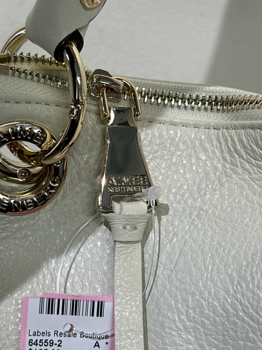 Aimee Kestenberg Cream Leather Stitch Detail Zipper Detail Gold Hardware Bag