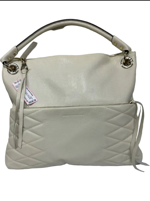 Aimee Kestenberg Cream Leather Stitch Detail Zipper Detail Gold Hardware Bag