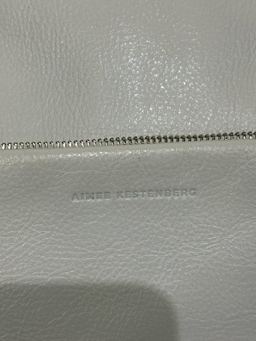 Aimee Kestenberg Cream Leather Stitch Detail Zipper Detail Gold Hardware Bag