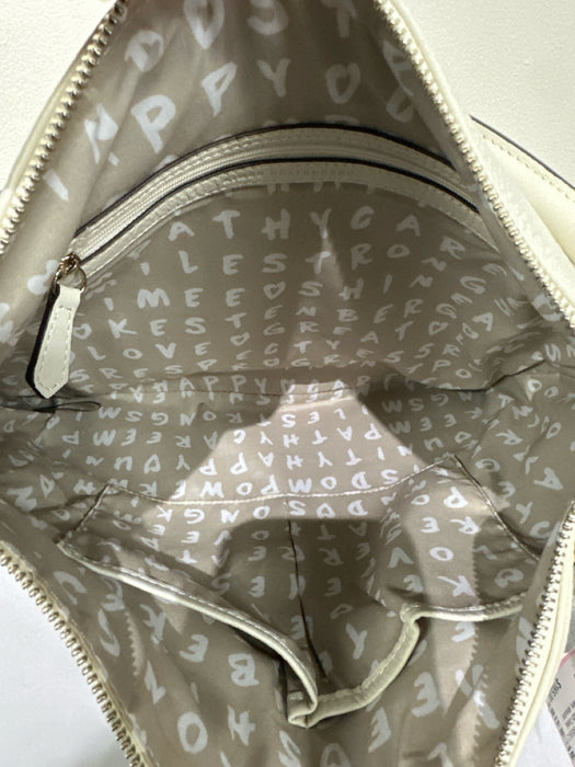 Aimee Kestenberg Cream Leather Stitch Detail Zipper Detail Gold Hardware Bag