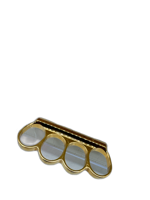 Alexander McQueen White Leather Croc Embossed Brass Knuckle Detachable Strap Bag White / Small