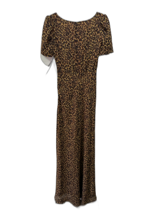 Staud Size 4 Tan, Black & Orange Polyester Short Sleeve Cheetah Print Dress Tan, Black & Orange / 4