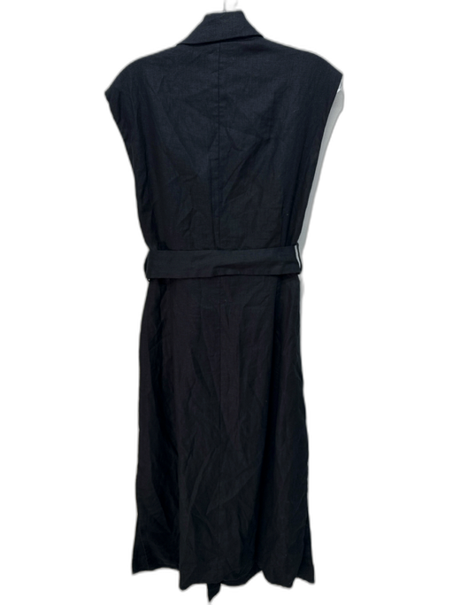 Dissh Size 4 Black Linen Blend Vest Double Breasted Side Slits Midi Dress Black / 4