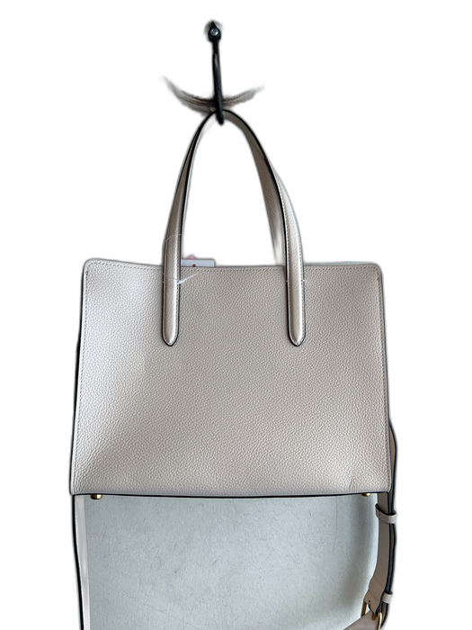 Coach White Polished Pebbled Leather Top Handle Removable Crossbody Strap Bag White