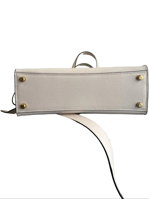 Coach White Polished Pebbled Leather Top Handle Removable Crossbody Strap Bag