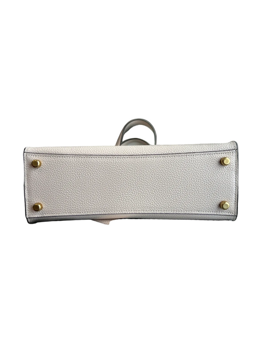 Coach White Polished Pebbled Leather Top Handle Removable Crossbody Strap Bag White