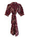 THML Size S Maroon Cotton Collared Button Up 1/2 Sleeve Abstract Belted Dress Maroon / S