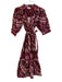 THML Size S Maroon Cotton Collared Button Up 1/2 Sleeve Abstract Belted Dress Maroon / S