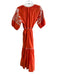 Antonio Melani Size 4 Orange & White Cotton Embroidered V Neck 1/2 sleeve Dress Orange & White / 4