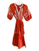 Antonio Melani Size 4 Orange & White Cotton Embroidered V Neck 1/2 sleeve Dress Orange & White / 4