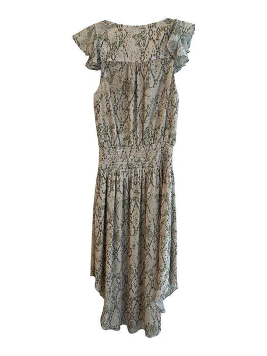 Ramy Brook Size S Green No Fabric Tag V Neck Flutter Sleeve Abstract Print Dress Green / S