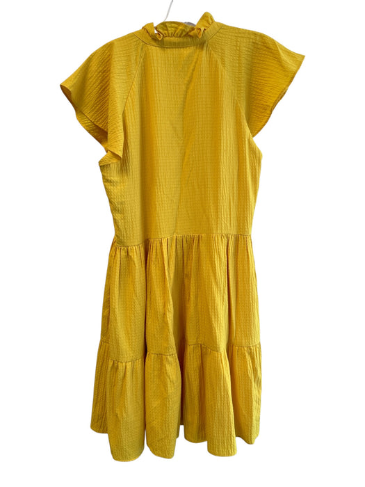Antonio Melani Size 6 Yellow Viscose Blend V Neck Flutter Sleeve Tiered Dress Yellow / 6