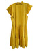 Antonio Melani Size 6 Yellow Viscose Blend V Neck Flutter Sleeve Tiered Dress Yellow / 6