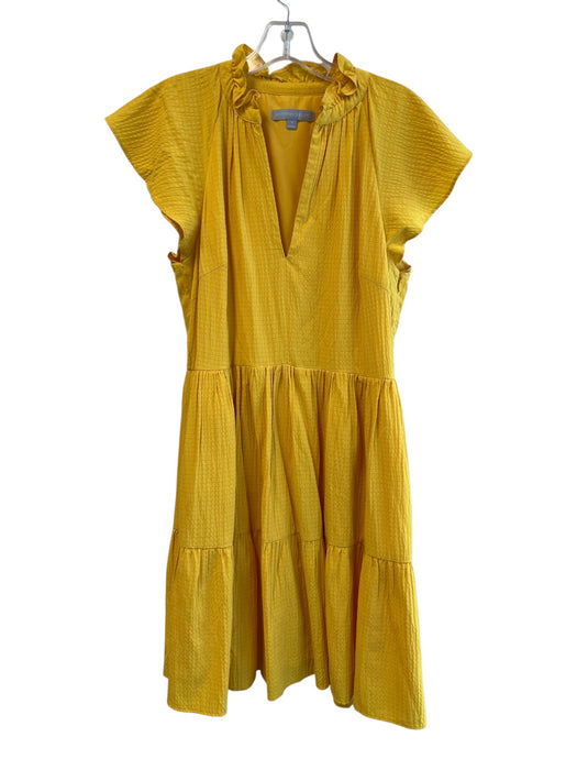 Antonio Melani Size 6 Yellow Viscose Blend V Neck Flutter Sleeve Tiered Dress — Labels Resale Boutique