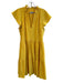 Antonio Melani Size 6 Yellow Viscose Blend V Neck Flutter Sleeve Tiered Dress Yellow / 6