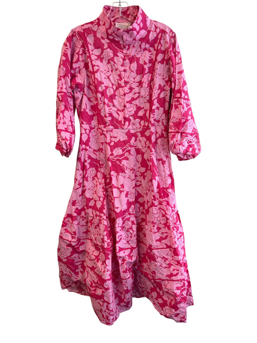Hyacinth House Size S Pink Cotton High Collar 1/2 Button Long Sleeve Dress Pink / S