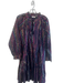 Roller Rabbit Size M Navy & Multi Cotton Tie V Neck Long Sleeve Tiered Dress Navy & Multi / M