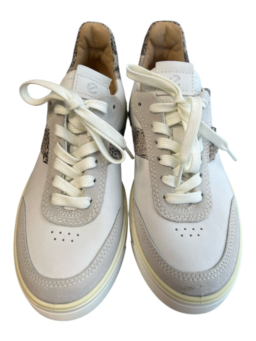 ecco Shoe Size 37 White & Gray Leather Almond Toe lace up Reptile Detail Shoes White & Gray / 37