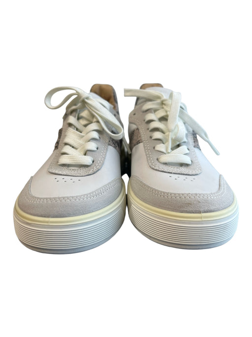 ecco Shoe Size 37 White & Gray Leather Almond Toe lace up Reptile Detail Shoes White & Gray / 37