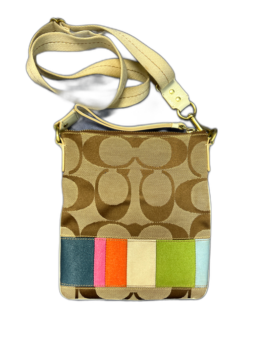 Coach Tan & multi Canvas Leather trim Patchwork Shoulder & Crossbody Strap Bag Tan & multi / Small