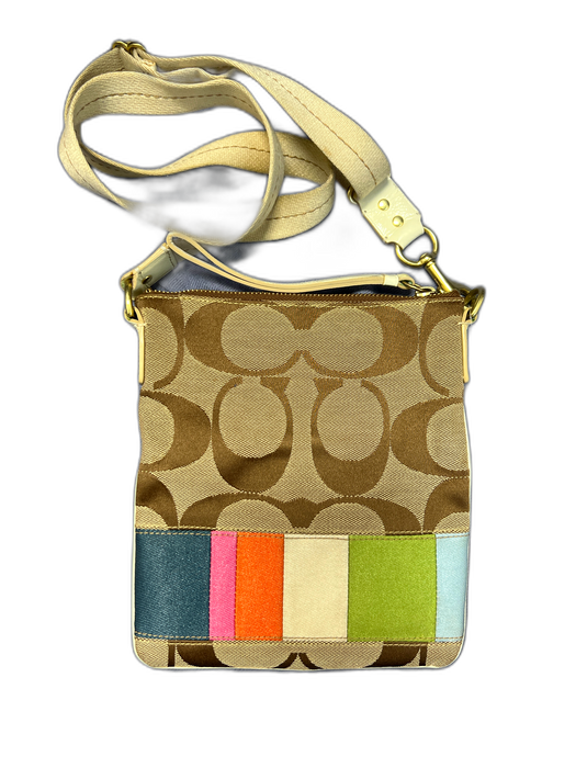 Coach Tan & multi Canvas Leather trim Patchwork Shoulder & Crossbody Strap Bag Tan & multi / Small