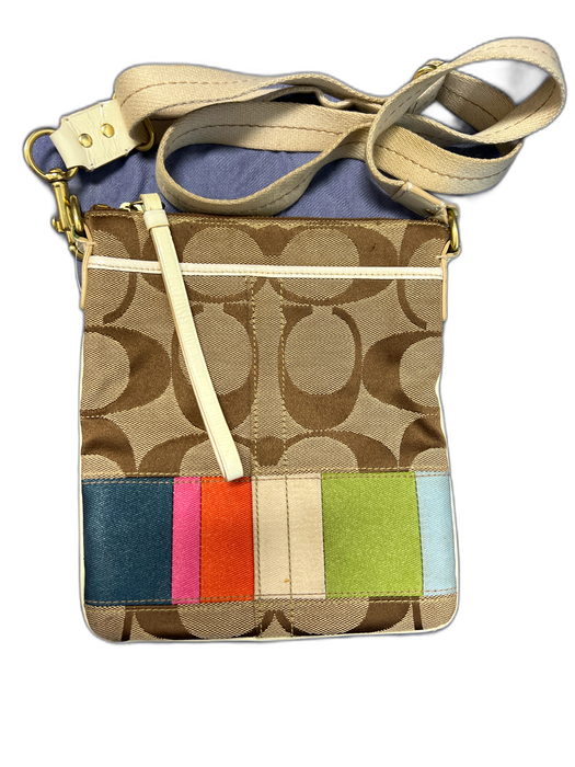 Coach Tan & multi Canvas Leather trim Patchwork Shoulder & Crossbody Strap Bag Tan & multi / Small