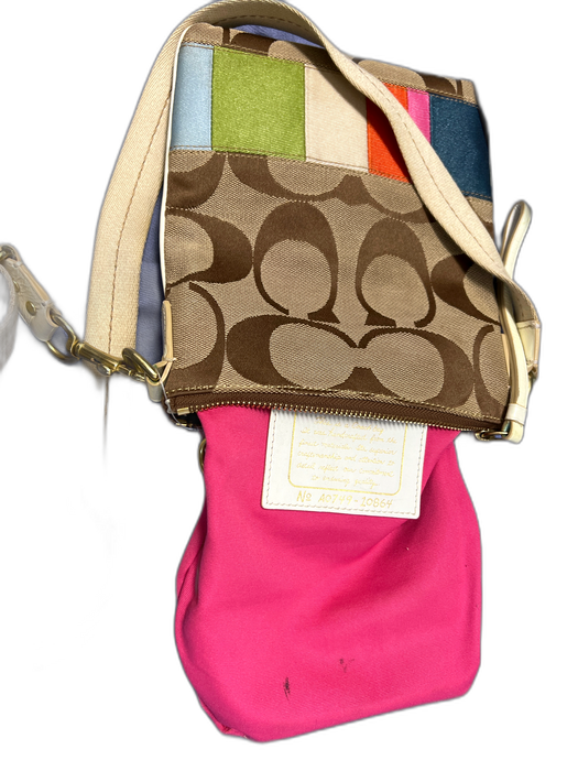 Coach Tan & multi Canvas Leather trim Patchwork Shoulder & Crossbody Strap Bag Tan & multi / Small