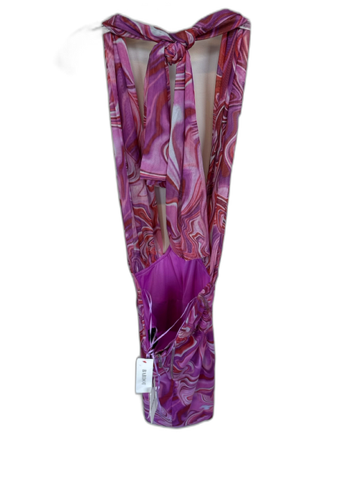 Bardot Size XS purple & orange Polyester Halter Neck Corset Swirl Mini Dress purple & orange / XS