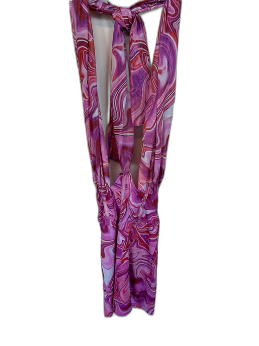 Bardot Size XS purple & orange Polyester Halter Neck Corset Swirl Mini Dress purple & orange / XS