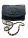 Chanel Black & Gold Caviar Leather Interlocking C's Gold Chain Wallet Bag Black & Gold / Mini