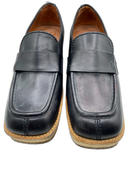 Tomas Maier Shoe Size 10 Black & Beige Leather Upper Gum sole Square Toe Loafers Black & Beige / 10