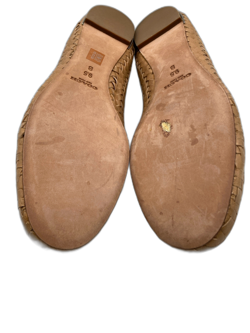 Coach Shoe Size 9.5 Tan Brown Leather Basket Weave Round Toe Flats Tan Brown / 9.5