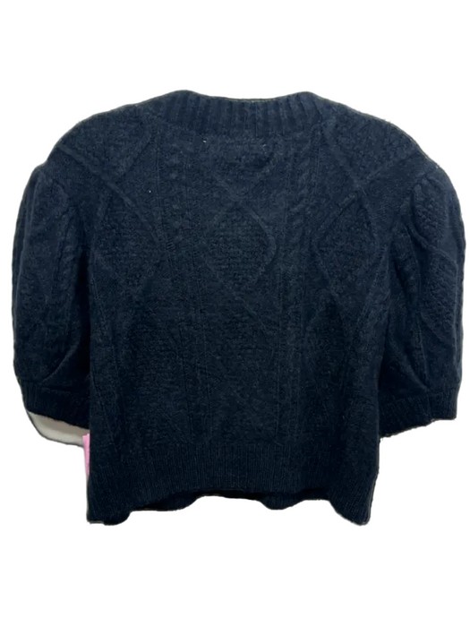 Hill House Size XL Black Acrylic Blend Knit Short Puff Sleeve Cropped Sweater Black / XL