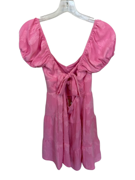 Show Me Your Mumu Size S Pink Polyester Floral Short Sleeve Tie Back Dress Pink / S