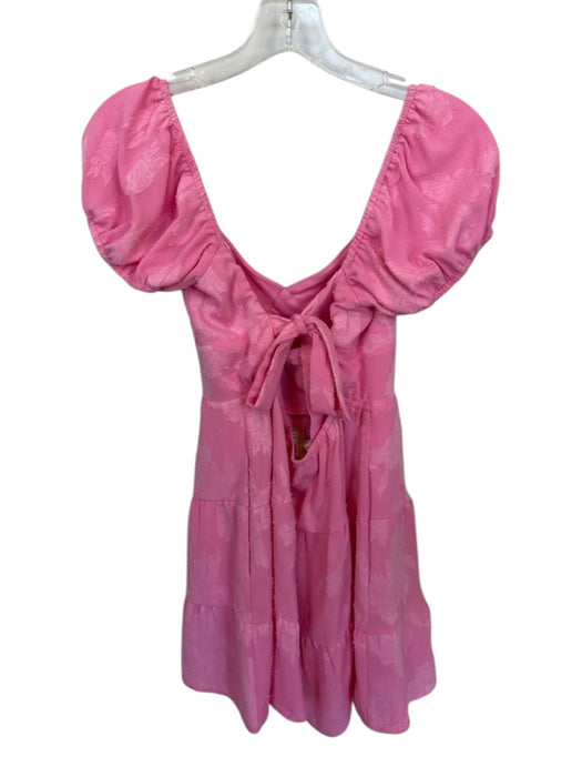 Show Me Your Mumu Size S Pink Polyester Floral Short Sleeve Tie Back Dress Pink / S