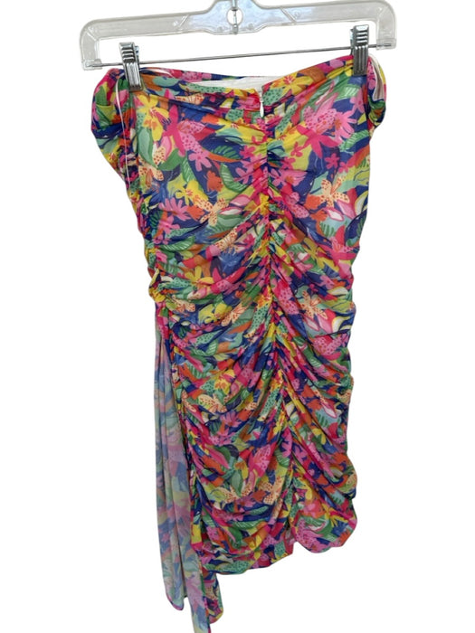 Amanda Uprichard Size S Multi Polyester Floral Sleeveless Side Gather Dress Multi / S
