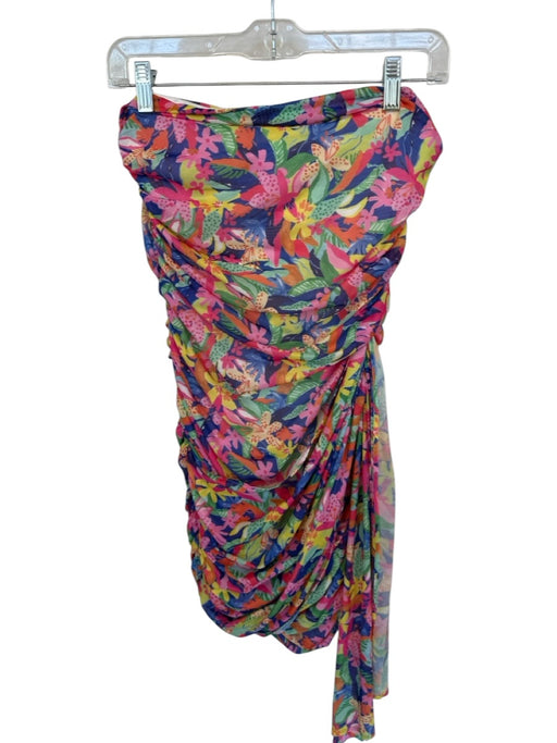 Amanda Uprichard Size S Multi Polyester Floral Sleeveless Side Gather Dress Multi / S