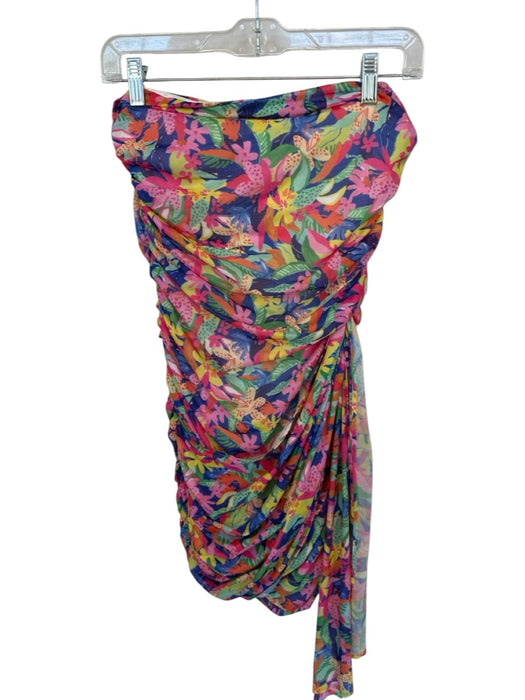 Amanda Uprichard Size S Multi Polyester Floral Sleeveless Side Gather Dress Multi / S