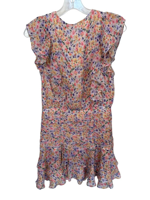 Yumi Kim Size S Multi Viscose Floral V Neck Ruffle sleeve Side Zip Dress Multi / S