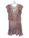 Yumi Kim Size S Multi Viscose Floral V Neck Ruffle sleeve Side Zip Dress Multi / S
