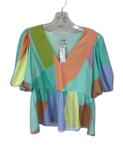 Crosby Size S Orange Blue & Green Polyester Geometric Top Orange Blue & Green / S