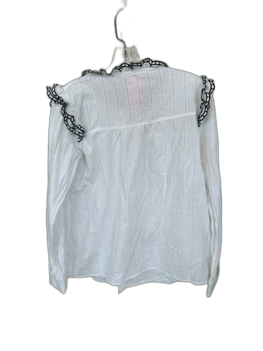 Mazik Size M White & Black Multi Cotton Ruffle collar Button up Top White & Black Multi / M