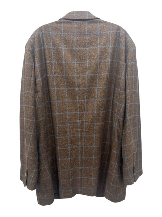 Peter Millar Brown & Blue Wool Blend Windowpane 2 Button Men's Blazer Brown & Blue / Est 46