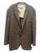Peter Millar Brown & Blue Wool Blend Windowpane 2 Button Men's Blazer Brown & Blue / Est 46