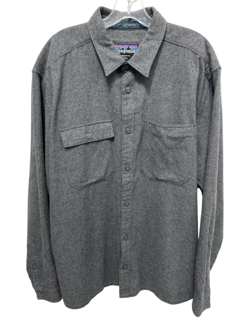 Patagonia Size XXL Gray Wool Blend Solid Button Up Men's Long Sleeve Shirt Gray / XXL