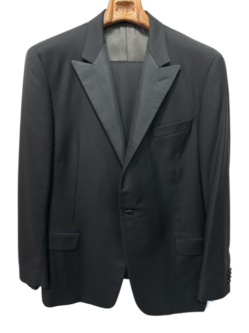 Hickey Freeman Black Wool Solid 2 Button Men's Suit Black / 48L